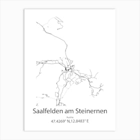 Saalfelden Am Steinernen Meer,Austria Minimalist Map Art Print