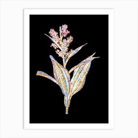 Stained Glass False Helleborine Mosaic Botanical Illustration on Black n.0084 Art Print