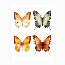 Watercolor Butterflies Isolated On White Background Art Print