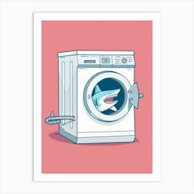 Shark In The Washing Machine Art Print