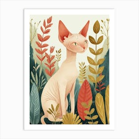 Sphynx Cat Storybook Illustration 1 Art Print