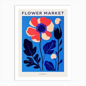 Blue Flower Market Poster Poppy 4 Art Print