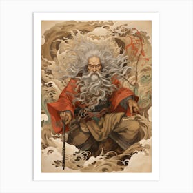 Japanese Fjin Wind God Illustration 7 Art Print