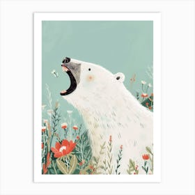 Polar Bear Growling Storybook Illustration 3 Art Print