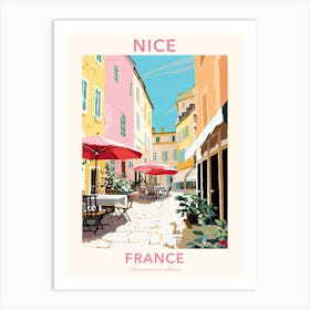 Nice, France, Flat Pastels Tones Illustration 3 Poster Art Print