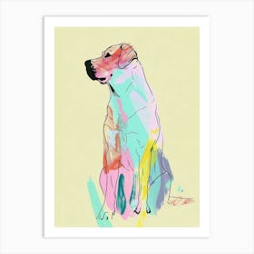 Pastel Labrador Dog Watercolour Line Illustration 3 Art Print