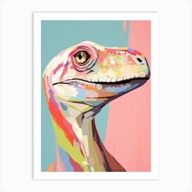 Colourful Dinosaur Compsognathus 1 Art Print