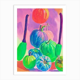 Hubbard Squash 3 Risograph Retro Poster vegetable Art Print