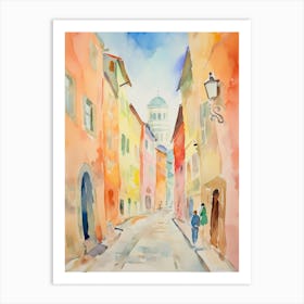 Piacenza, Italy Watercolour Streets 1 Art Print