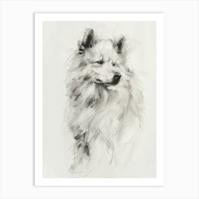 Samoyed Dog Charcoal Line 1 Art Print