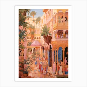 Hurghada Egypt 3 Vintage Pink Travel Illustration Art Print