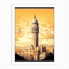 Galata Tower Modern Pixel Art 2 Art Print