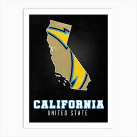 San Diego Chargers California State Map Art Print