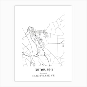 Terneuzen,Netherlands Minimalist Map Art Print