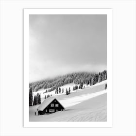 Kitzsteinhorn, Austria Black And White Skiing Poster Art Print
