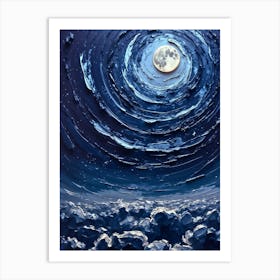 Impasto Midnight Moon Art Print