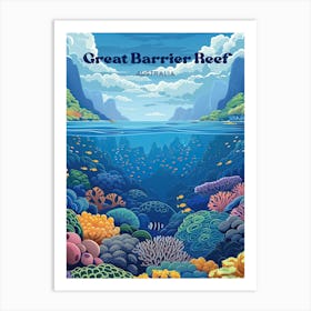 Great Barrier Reef Coral Reef Digital Travel Art Art Print