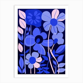 Blue Flower Illustration Lilac 5 Art Print