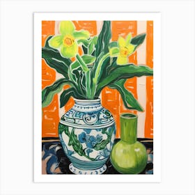 Flowers In A Vase Still Life Painting Daffodil 2 Art Print