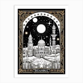 Istanbul, Turkey, Tarot Card Travel  Line Art 2 Art Print