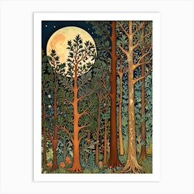 William Morris Moonlight In The Forest 19 Art Print