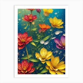 Flowers In The Rain Art Print