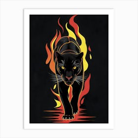 Panther In Flames Art Print