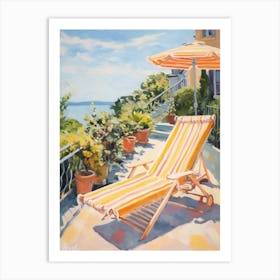 Sun Lounger By The Pool In Naples Italy Art Print