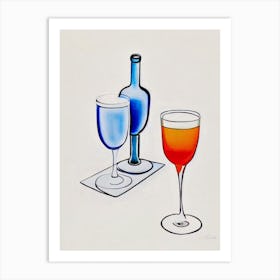 Aviation Picasso Line Drawing Cocktail Poster Art Print