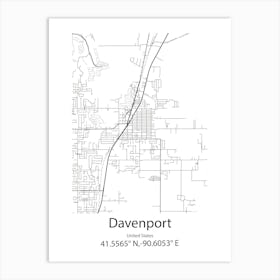 Davenport,United States Minimalist Map 1 Art Print