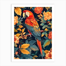 Parrot In The Garden Inspired By William Morris Art Print