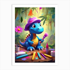 Dinosaur Painter 1 Art Print