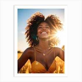 Woman Smiling In A Field Art Print