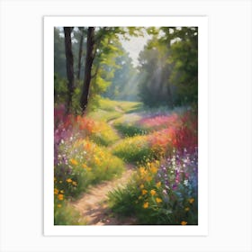 Walking in the Summer Sunlight ~ Inviting Path Through Flower Filled Colorful Meadow Art Print