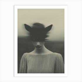 Woman With A Deer Head Art Print