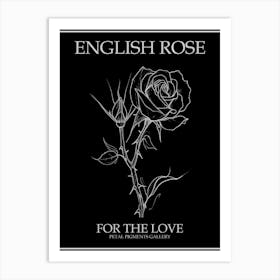 English Rose Black And White Line Drawing 30 Poster Inverted Art Print