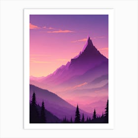 Misty Mountains Vertical Composition In Purple Tone 4 Art Print