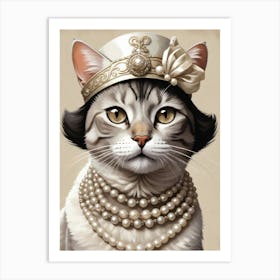 portrait of a cat from the 19th century 2 Art Print