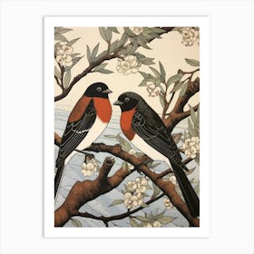 Art Nouveau Birds Poster Swallow 1 Art Print