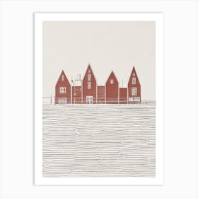 Bryggen Wharf Norway Boho Landmark Illustration Art Print