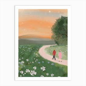 Couple Walking On A Path Art Print