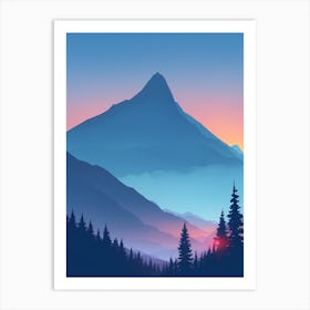 Misty Mountains Vertical Composition In Blue Tone 54 Art Print