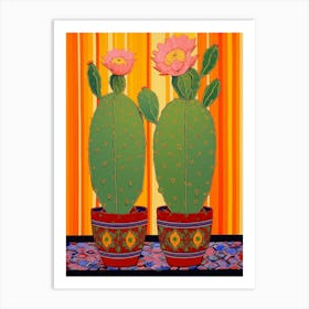 Mexican Style Cactus Illustration Opuntia Fragilis Cactus 1 Art Print