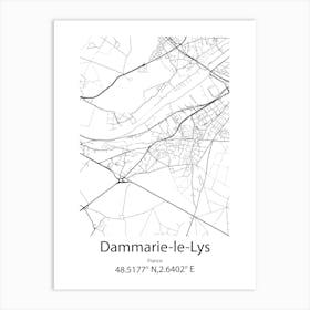 Dammarie Le Lys,France Minimalist Map Art Print