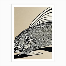 Lizardfish Linocut Art Print