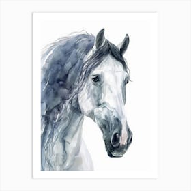 White Horse Watercolor Painting 1 Art Print