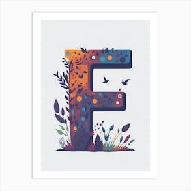 Colorful Letter F Illustration 64 Art Print