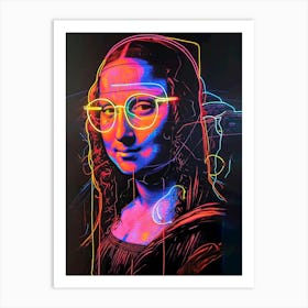 Neon Mona Lisa Art Print