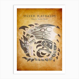 Silver Rathalos Vintage Art Print