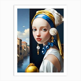 Study Of Girl With Pearl Earing Art Print